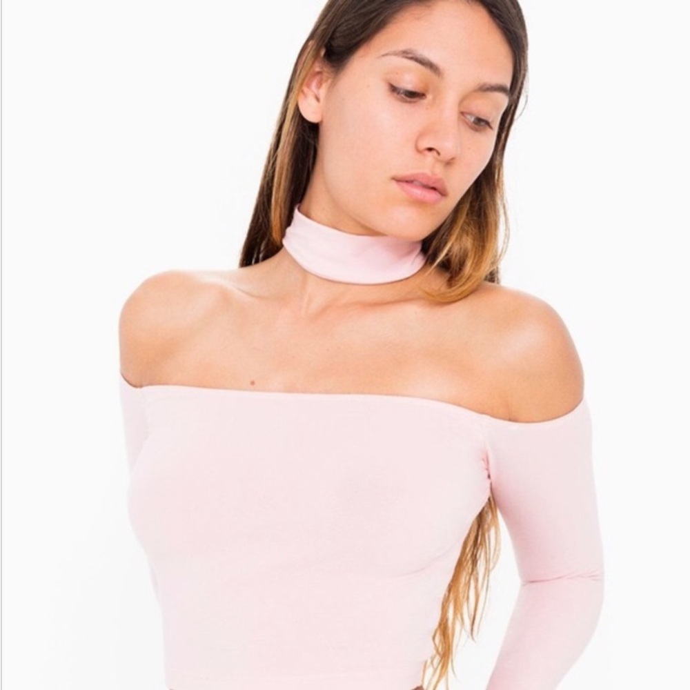 American Apparel Long-sleeve Crop Top with Collar